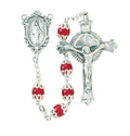 Garnet Glass Bead Rosary in Sterling Silver Z706