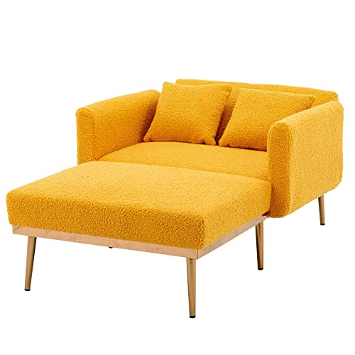 Velvet Pink Tufted Upholstered Accent Chair with Ottoman H40697