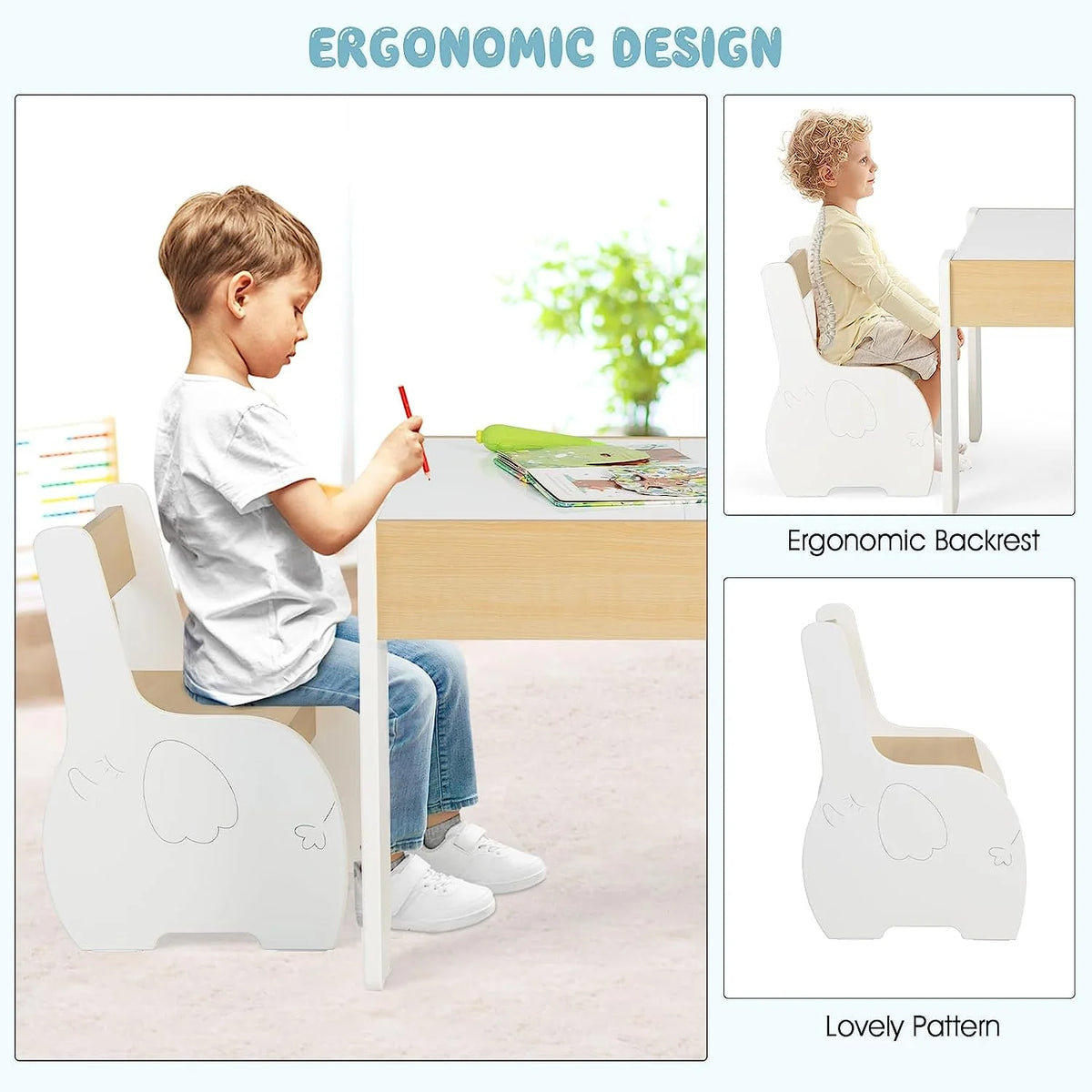 3 in 1 Kids Table and Chair Set with Storage Y9909