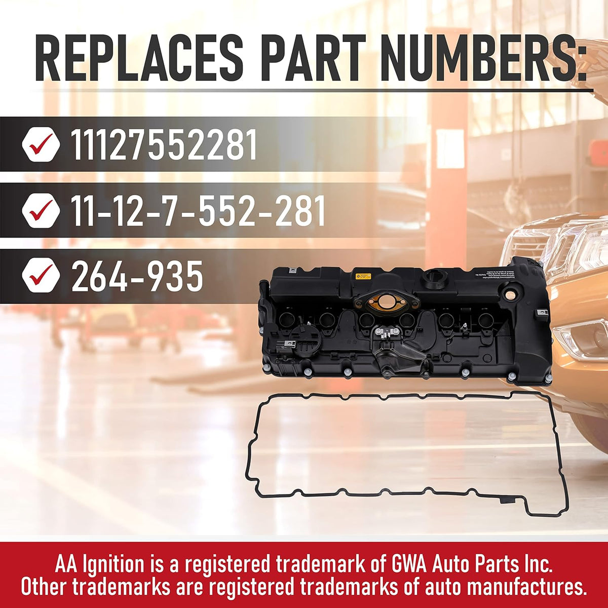 Replacement Engine Valve Cover with Gasket, 2.5L, 3.0L, Replaces 11127552281 D928256