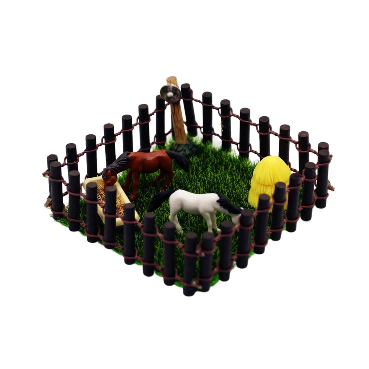 1/12 Scale Horse Stall Horse Barn Set with Fence Toy Figures H1032