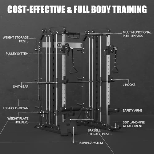 Power Cage with Barbell, LAT-Pull Down & Cable Crossover System Y5373