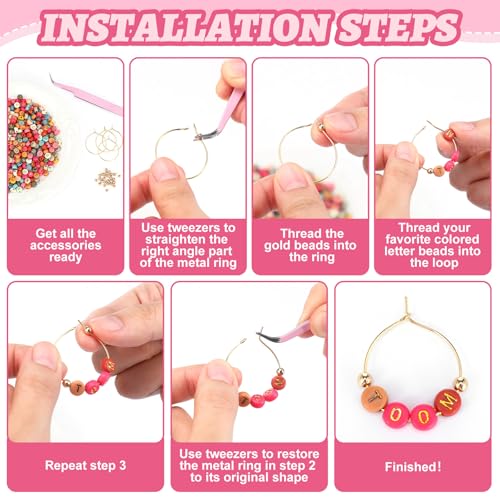 50 Set Wine Glass Charms with Beads and Hoops P642