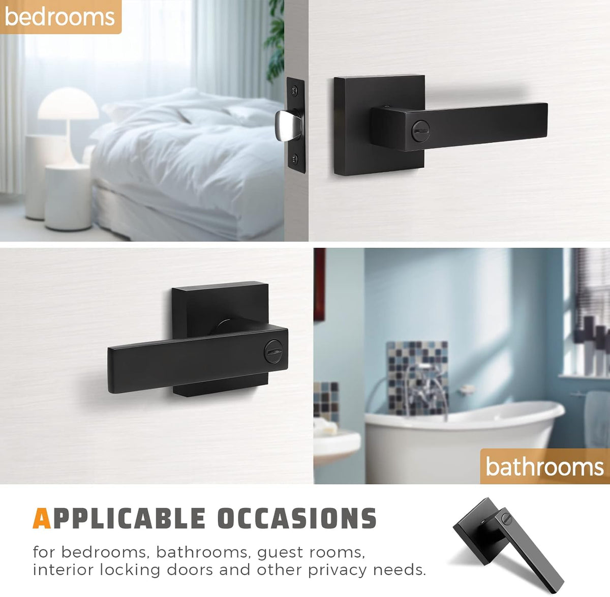 6 Pack Matte Black Door Lever Lockset O745272