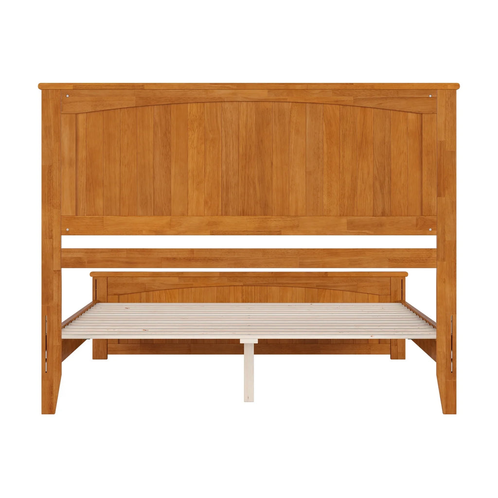 Queen Solid Wood Low Profile Platform Bed with Footboard A805323