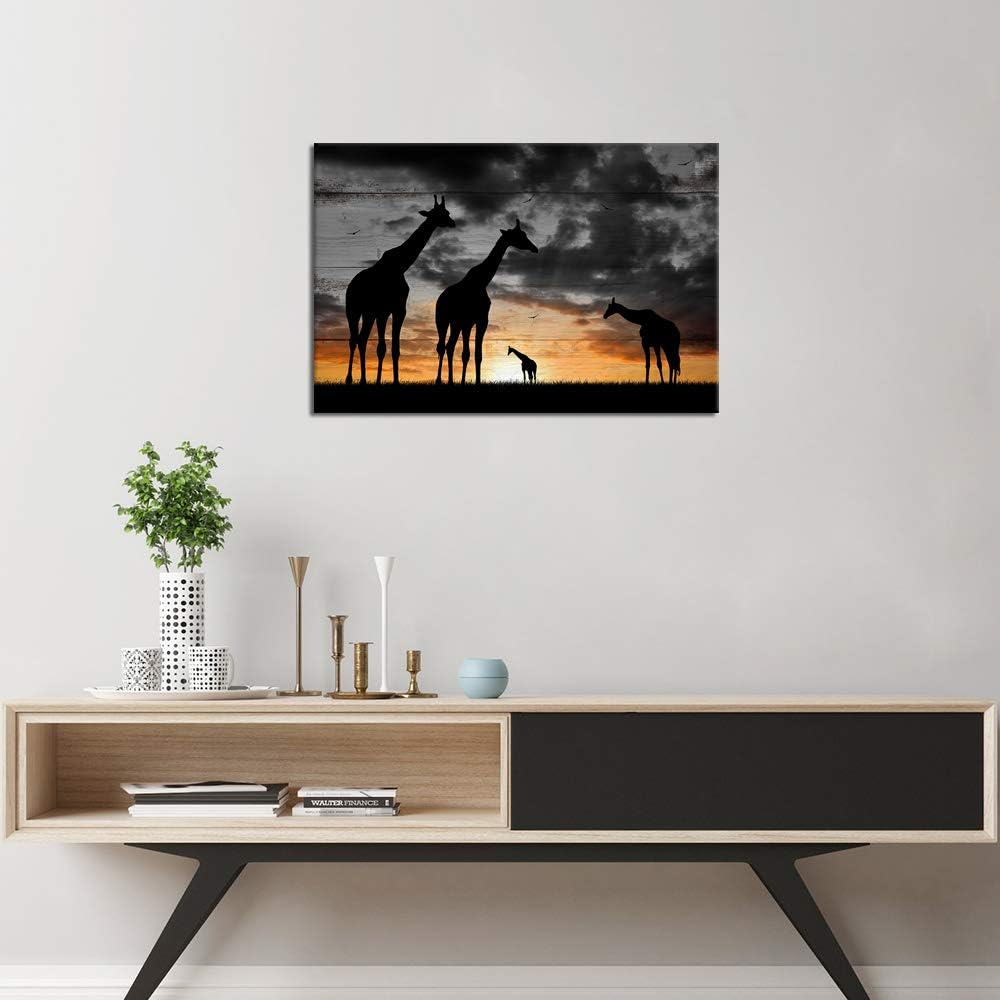 Canvas Wall Art Africa Golden Sunset Landscape Poster Black and White 16x24 I8274