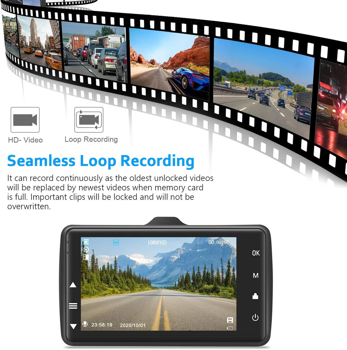Dash Cam with 32G SD Card, 1080P FHD Car Driving Recorder 3'' IPS Screen 170° Wide Angle Dashboard Camera Aluminum Alloy Case, Parking Monitor Loop Recording Motion Detection Pack of 2 K29779