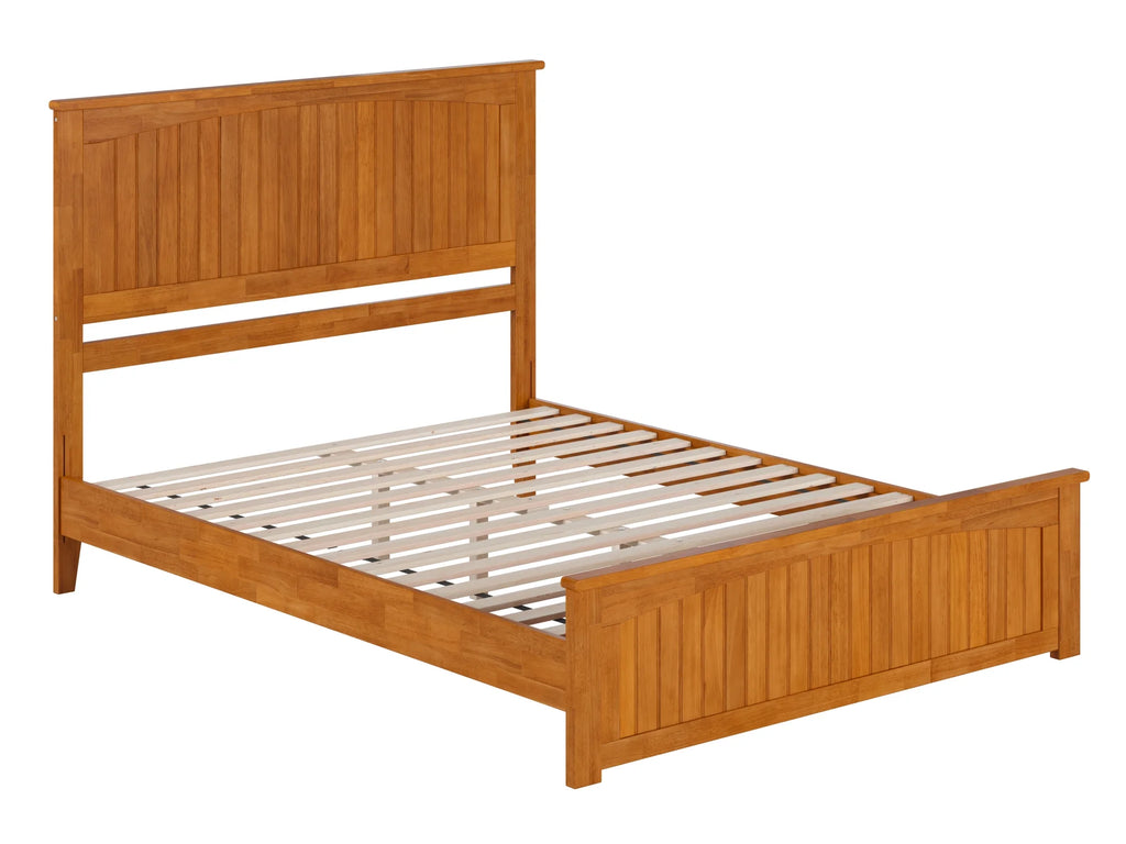 Queen Solid Wood Low Profile Platform Bed with Footboard A805323