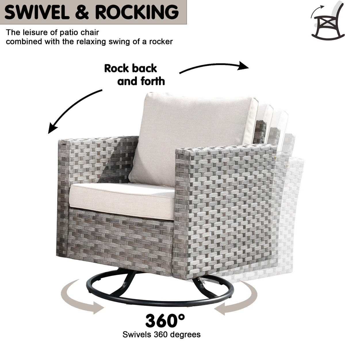 2 Pieces Wicker Bistro Set with Swivel Chairs and Coffee Table Y784