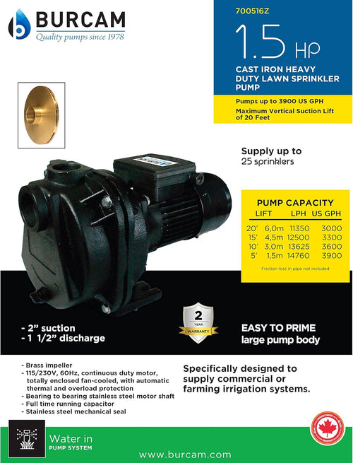 1.5 HP Heavy Duty Sprinkler Pump A502168