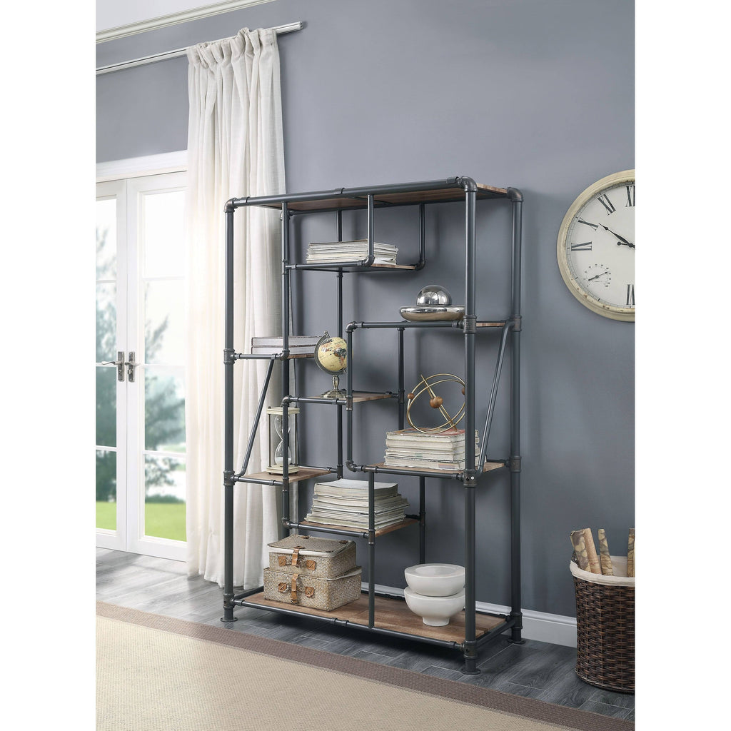 Antique Oak and Sandy Gray Book Shelf W50265