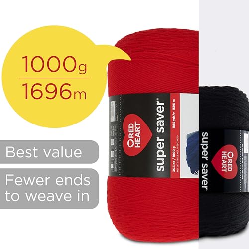 Red Heart Cherry Super Saver Jumbo Yarn, 1 Pack, 2232 Foot S176651