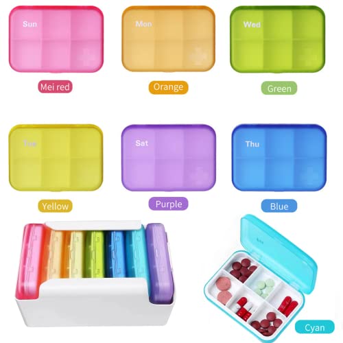 7 Piece Set 42 Compartments Pill Organizer Z996