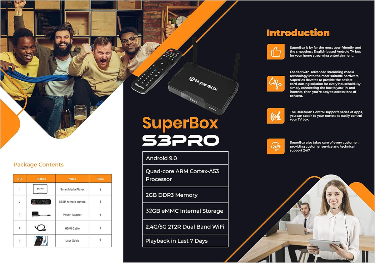 SuperBox S3 Pro with Voice Remote, Backlit Mini Keyboard & 8K HDMI Cable G700602