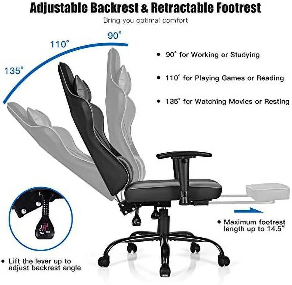 High Back Swivel Ergonomic Gaming Chair (Black) G384