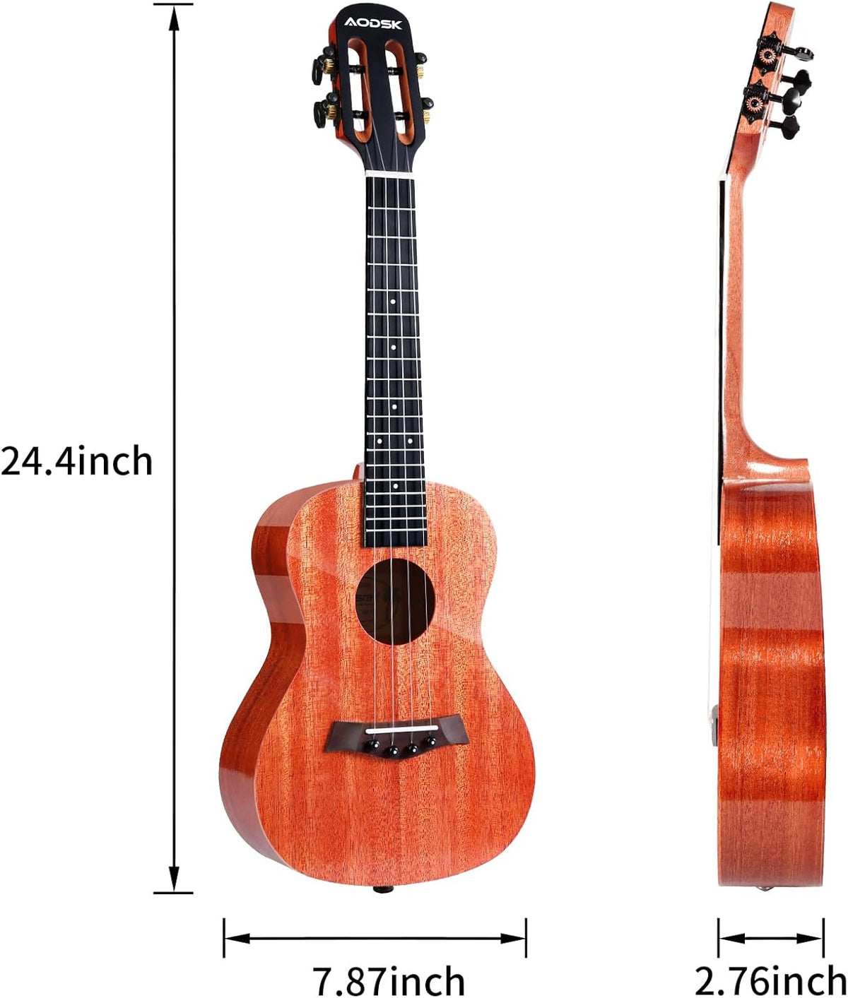 Solid Mahogany 23 Inch Concert Ukulele Starter Bundle Kit with Gig Bag Strap I712