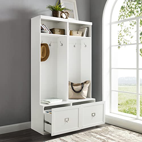 White 2-Piece Entryway Set with 2 Hall Trees R8378