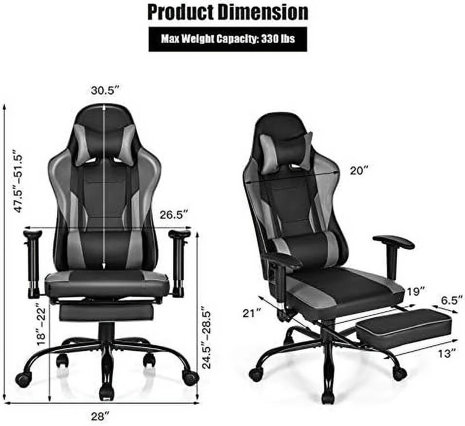 High Back Swivel Ergonomic Gaming Chair (Black) G384
