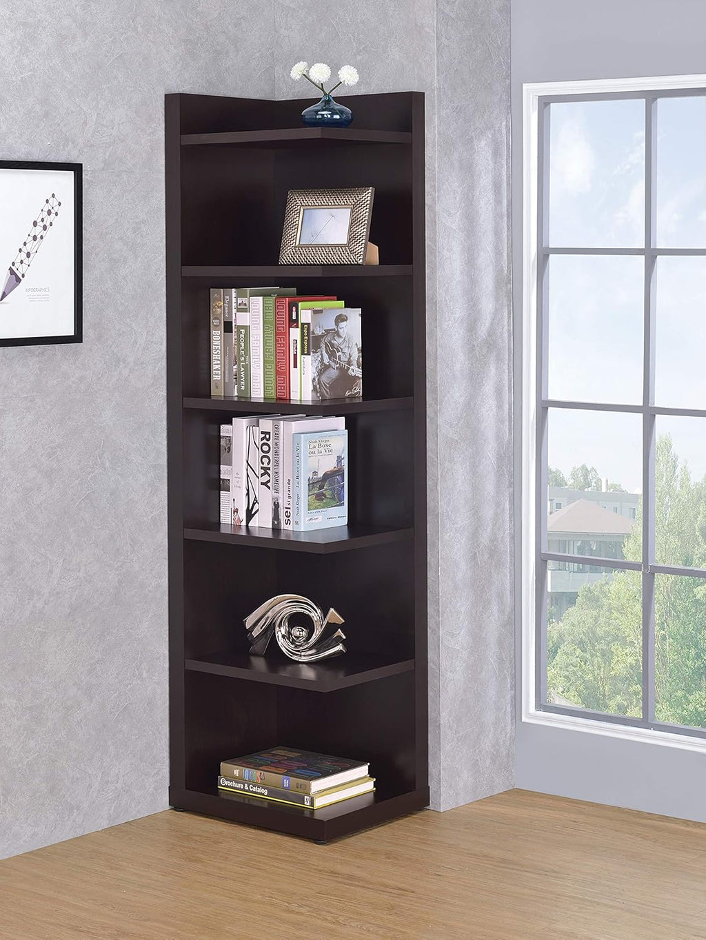 Corner Bookcase, Cappuccino N384