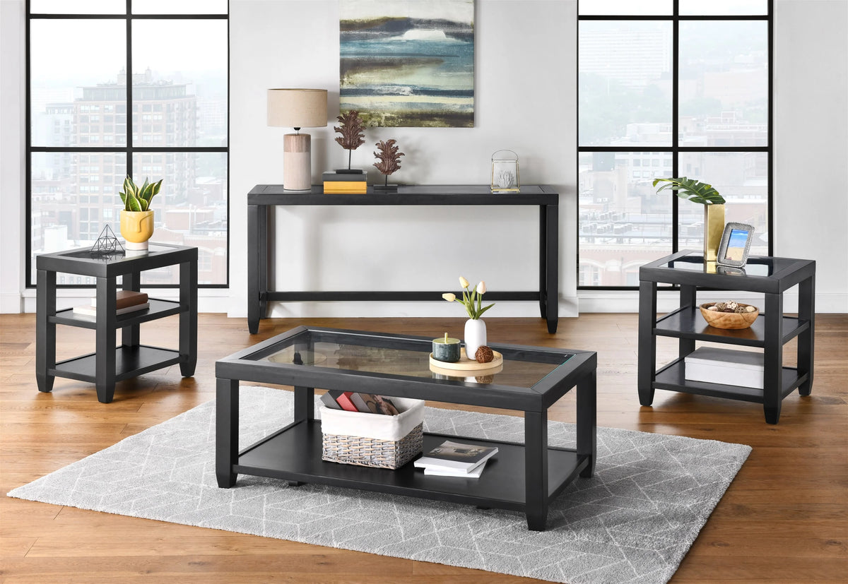 Black Glass Top Sofa Console Table Q603887