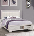 White and Silver Glitter Queen Platform Bed with Storage Drawers R904