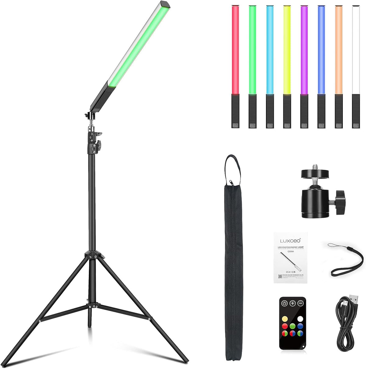 2 Pack RGB LED Video Light Wand with Tripod & Remote Control E5840