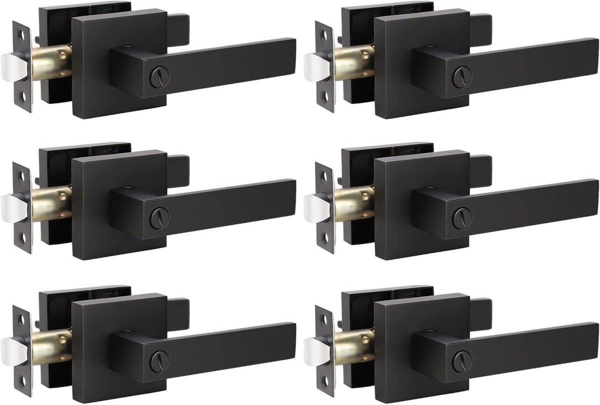 6 Pack Matte Black Door Lever Lockset O745272
