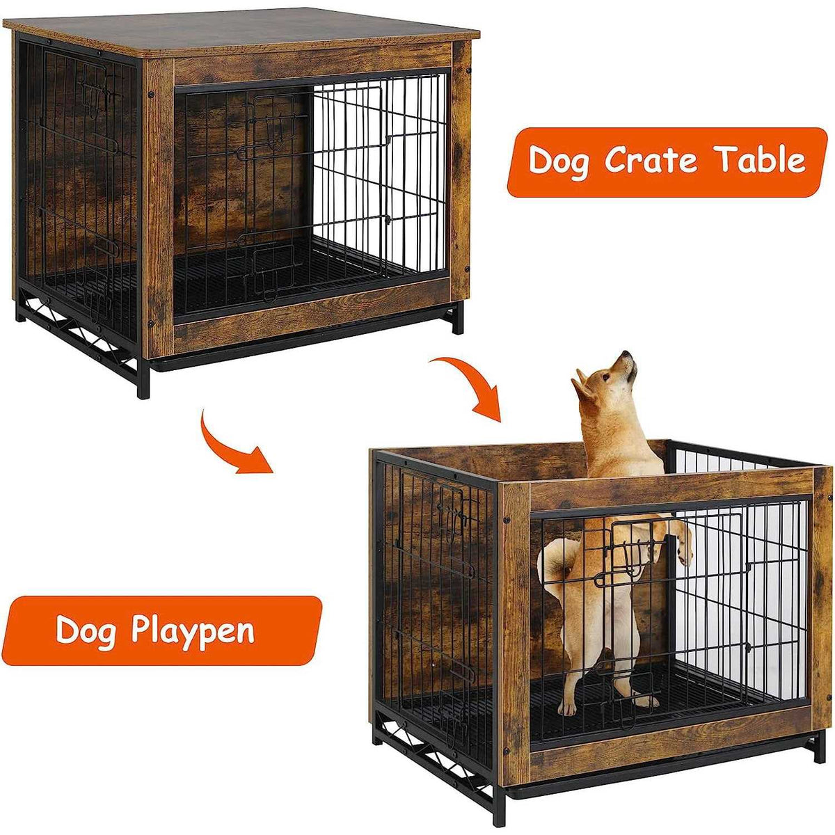 Wooden Dog Crate End Table T674734