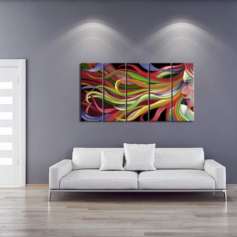 Abstract Pop Art Woman Canvas Wall Art 5 Pieces 12x32inch D116
