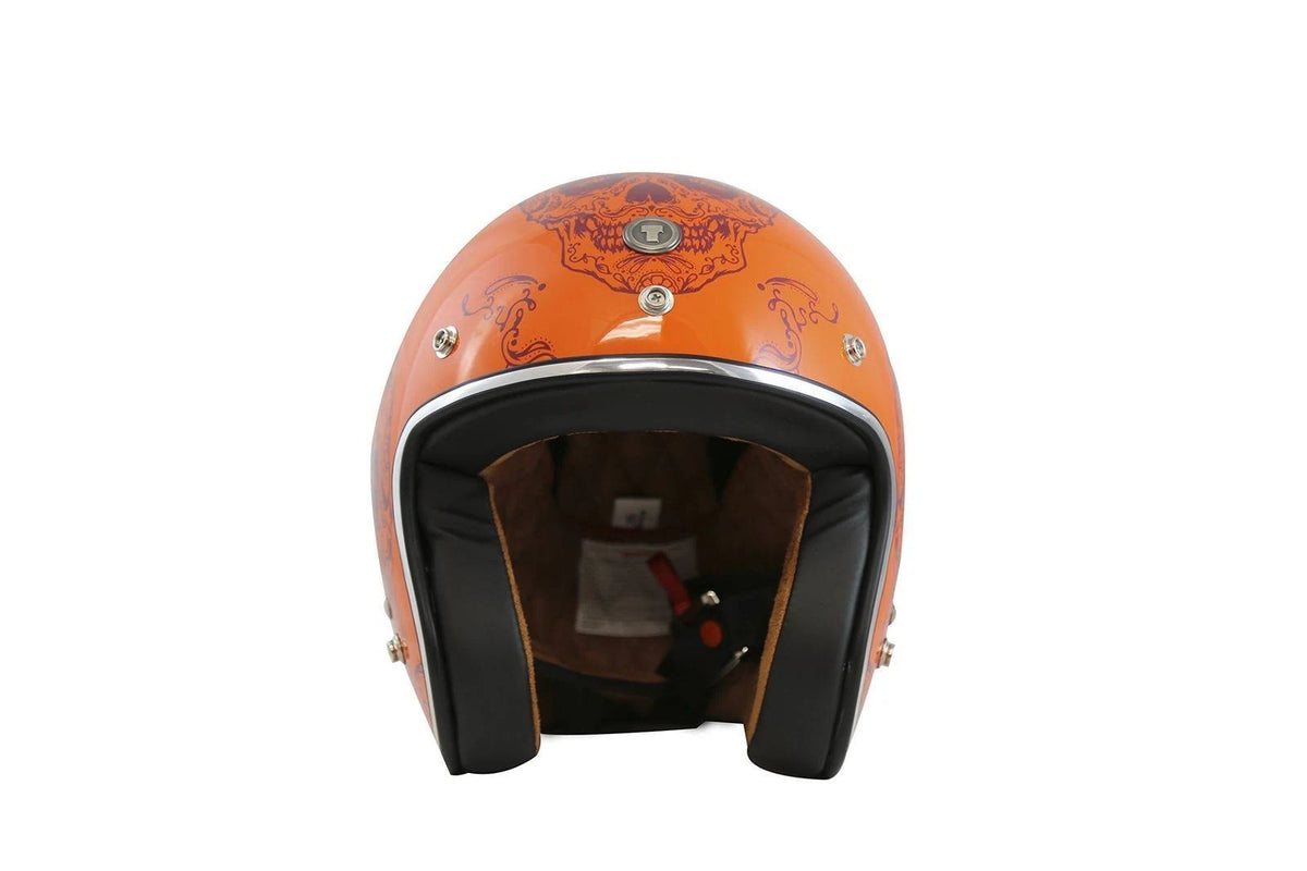 Open Face Helmet with Craneo Graphics (Orange, Large) B3968