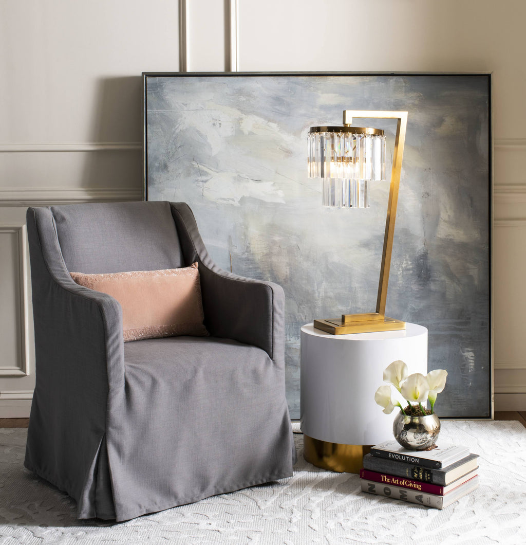 White/Gold Round Side Table U3796