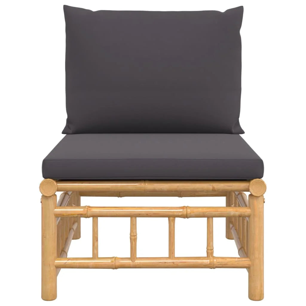 Bamboo Patio Sofa with Dark Gray Cushions U118