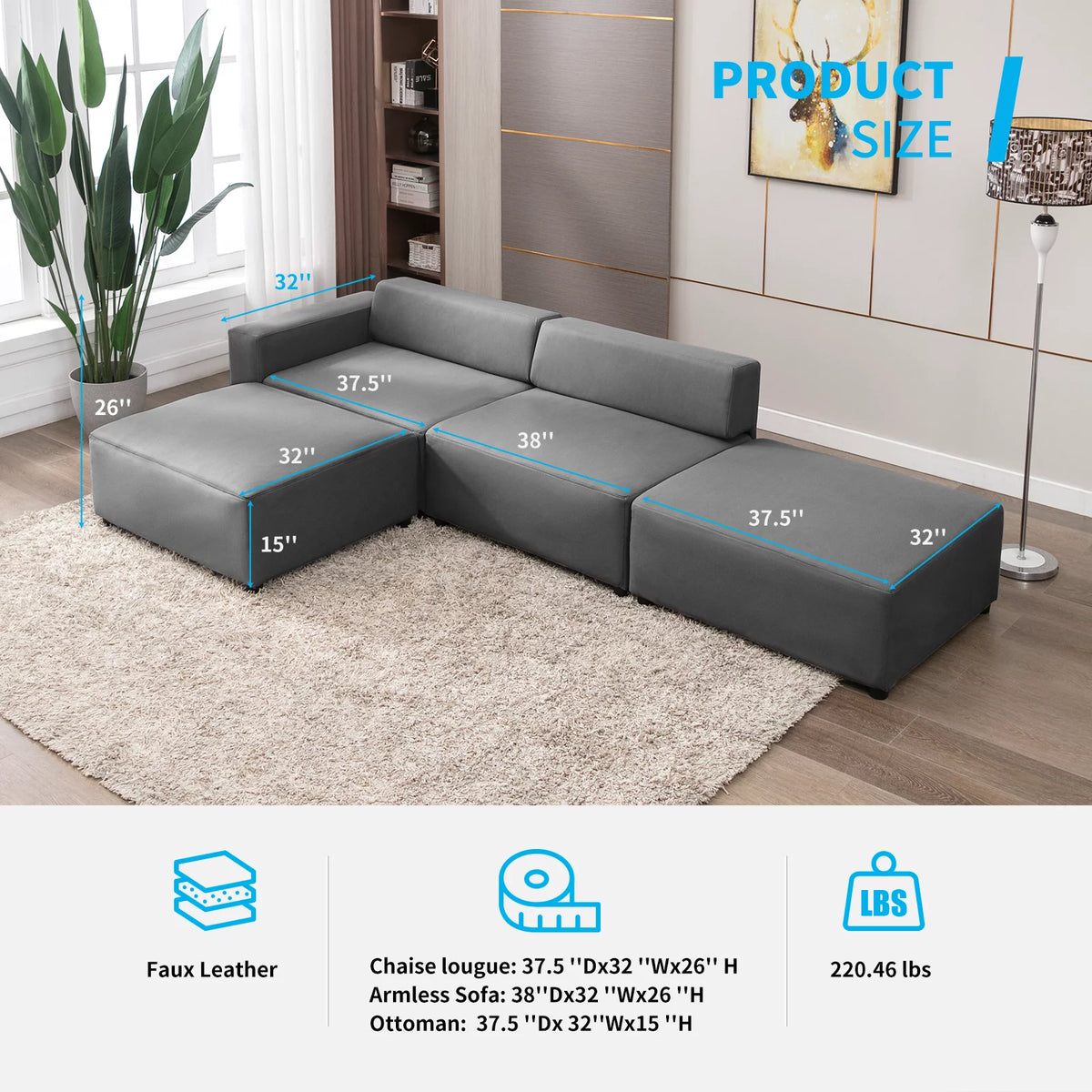 Light Gray L Shape Sectional Sofa O737708