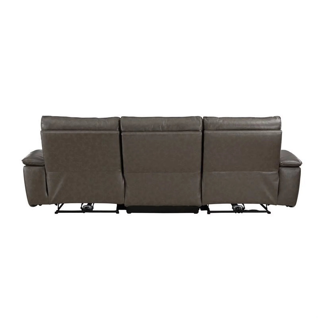 Brown Leather Double Reclining Sofa with Headrests A659