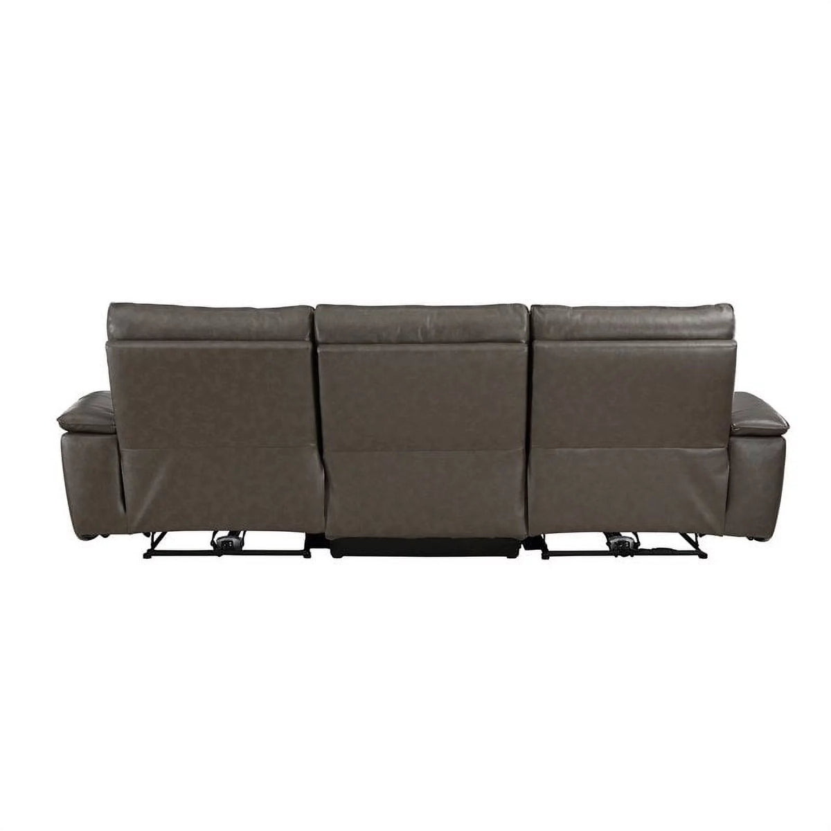 Brown Leather Double Reclining Sofa with Headrests A659