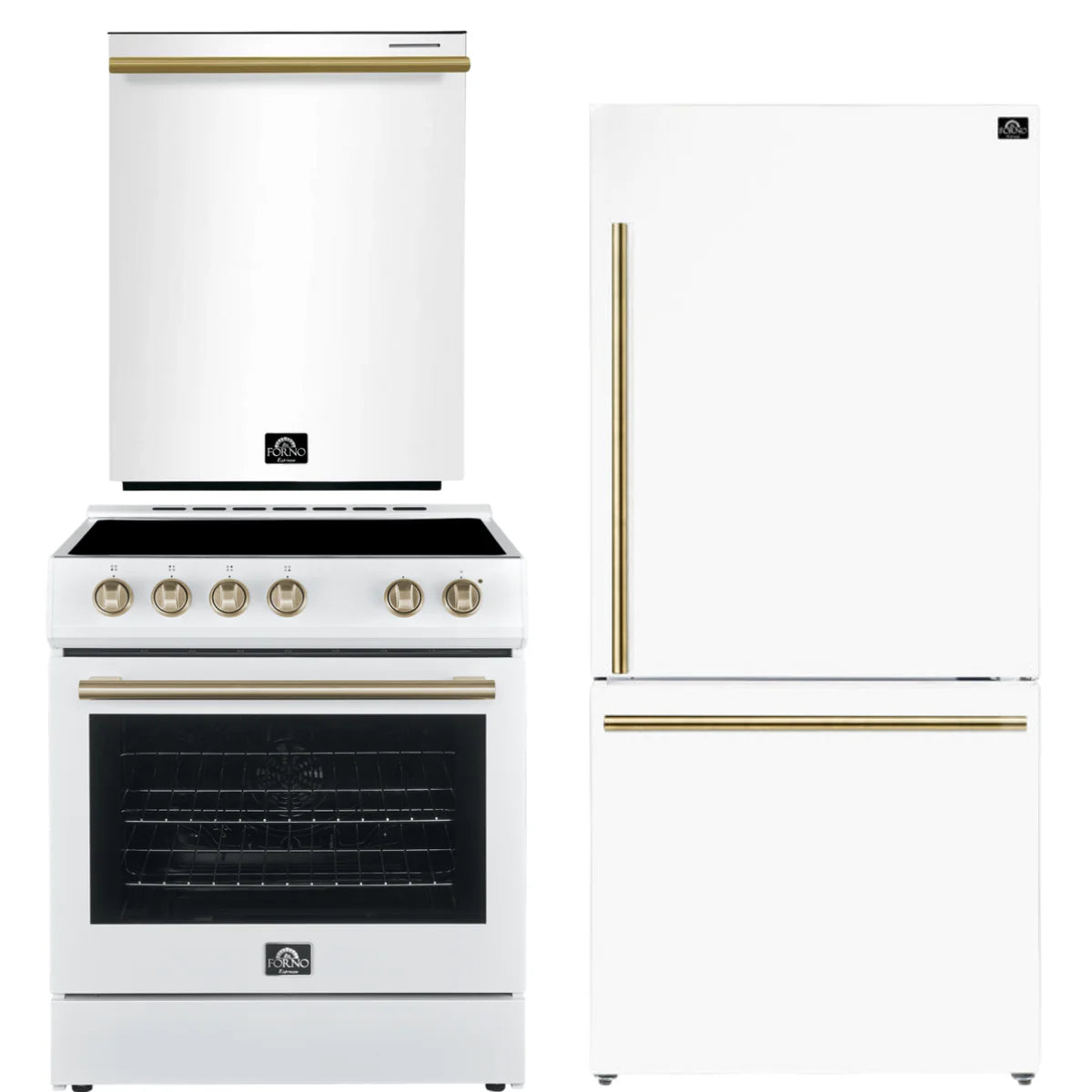 30 Electric Range, Refrigerator and Dishwasher in White W626