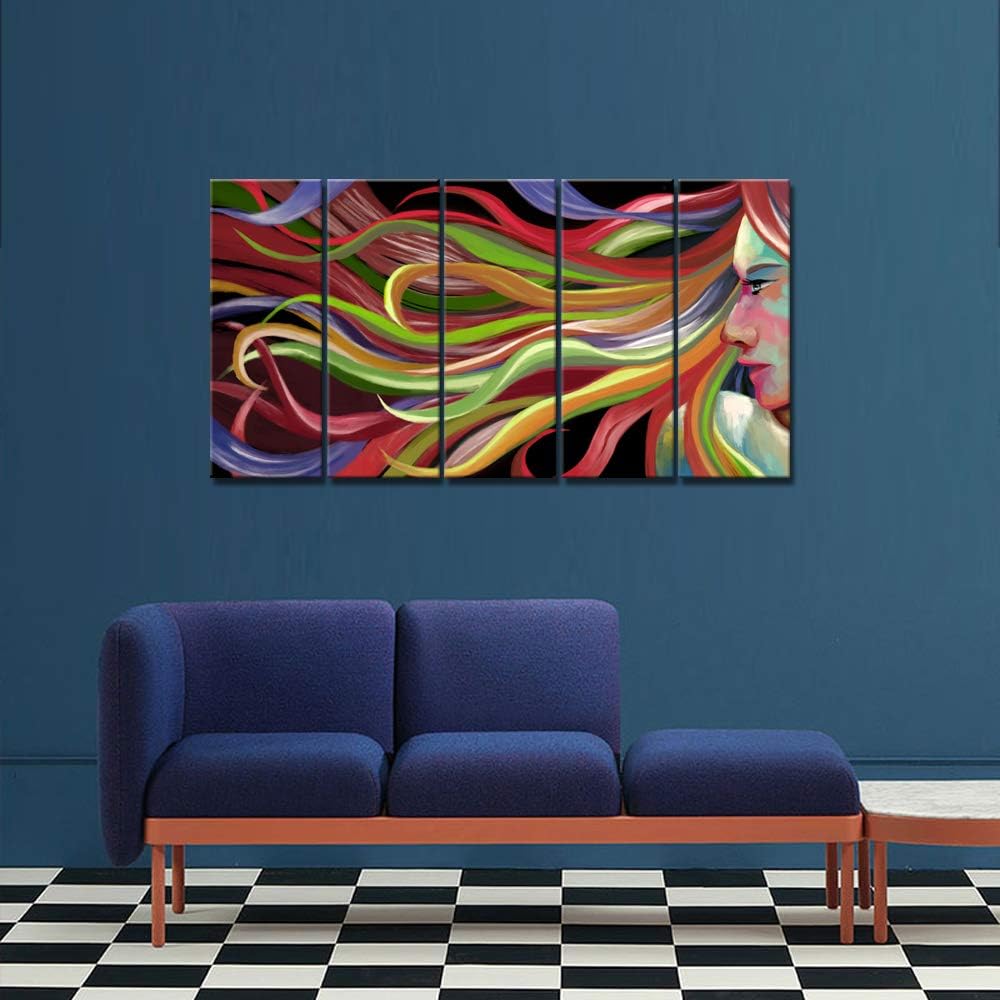 Abstract Pop Art Woman Canvas Wall Art 5 Pieces 12x32inch D116