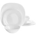 12 Piece White Tempered Opal Glass Dinnerware Set P865204