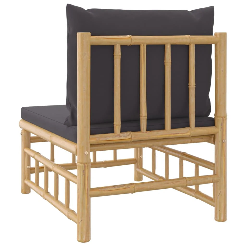 Bamboo Patio Sofa with Dark Gray Cushions U118