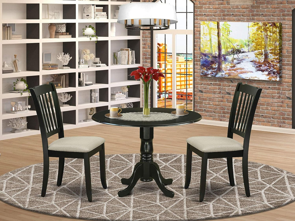 Black 5Pc Dining Set with Drop Leaf Table and Microfiber Chairs H60433