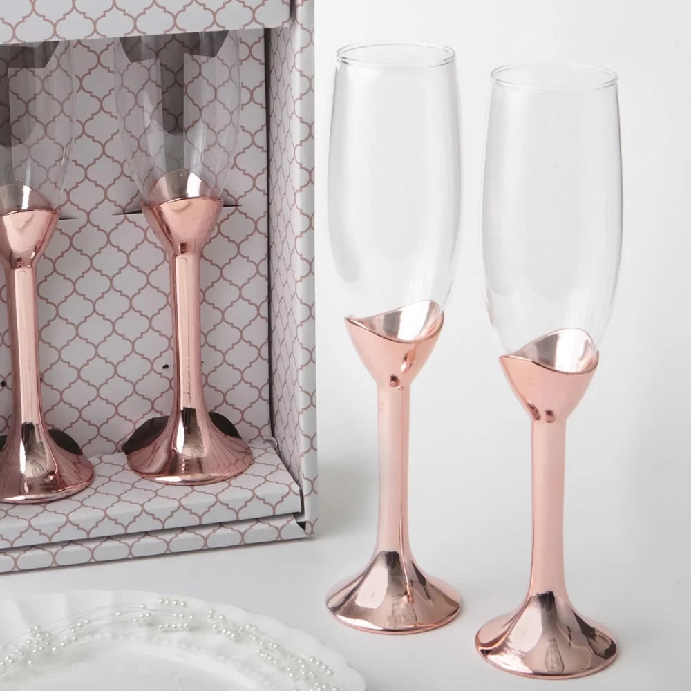 Rose Gold Glass Toasting Flutes X657