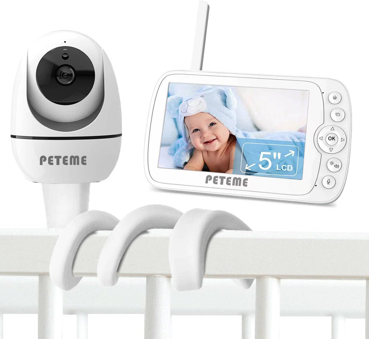 5" LCD Video Baby Monitor with 1080P Resolution Pan/Tilt Camera W76841
