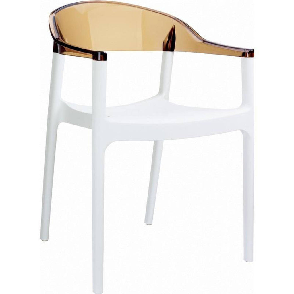 Modern Dining Chair White Transparent Amber Back F5202