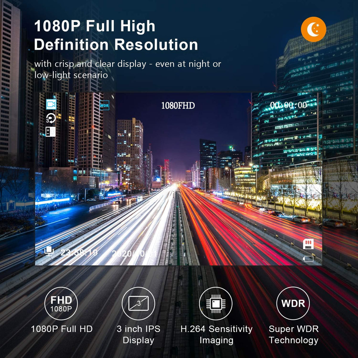 Dash Cam with 32G SD Card, 1080P FHD Car Driving Recorder 3'' IPS Screen 170° Wide Angle Dashboard Camera Aluminum Alloy Case, Parking Monitor Loop Recording Motion Detection Pack of 2 K29779
