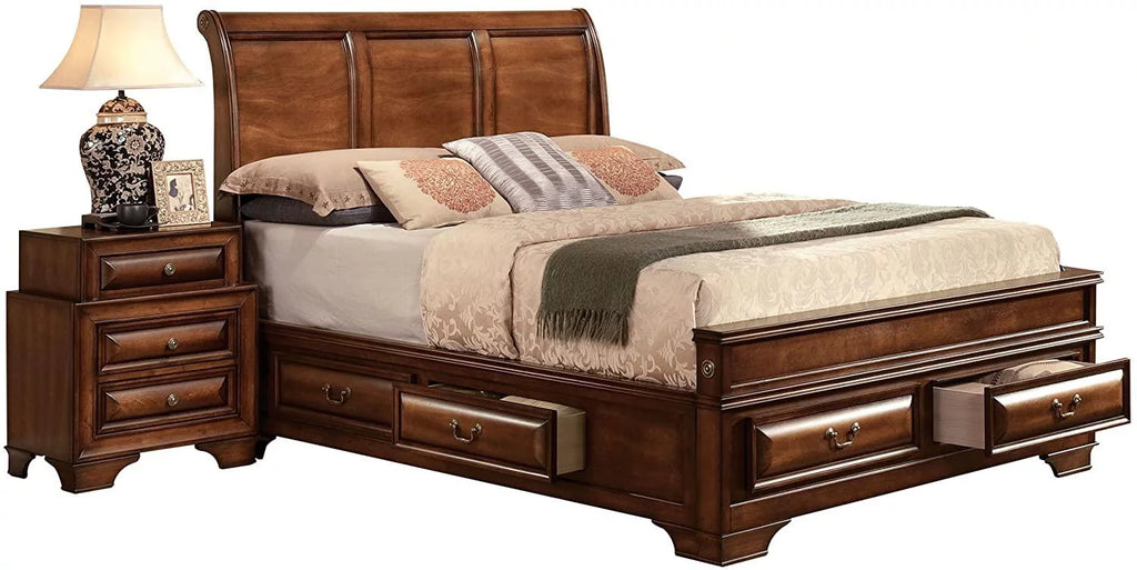 Brown Cherry 3Pcs King Bedroom Set I568