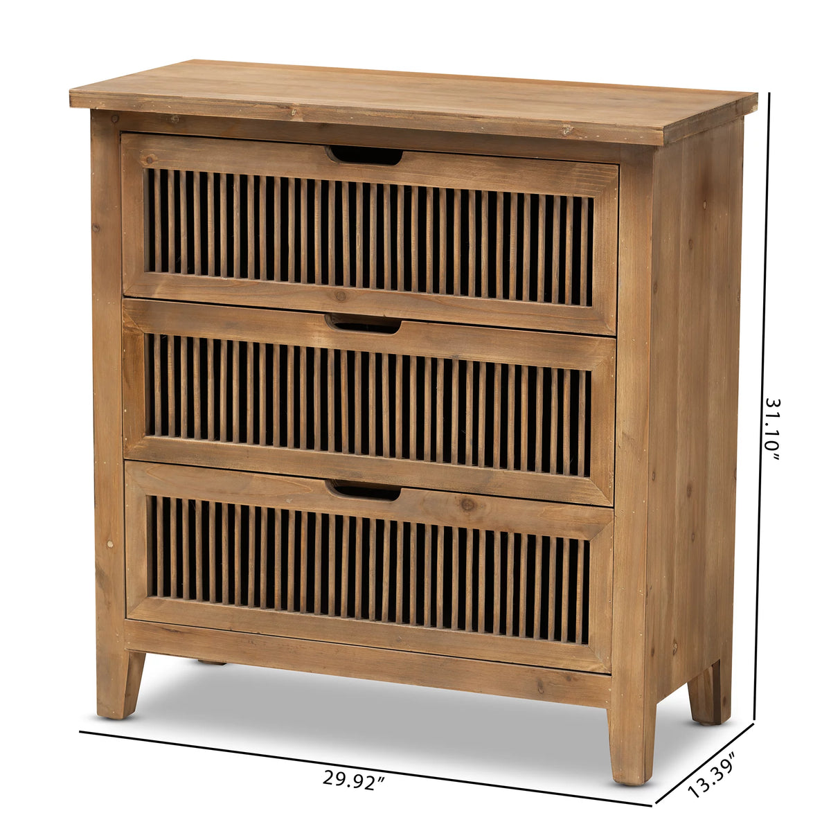 Medium Oak 3-Drawer Wood Chest T19110