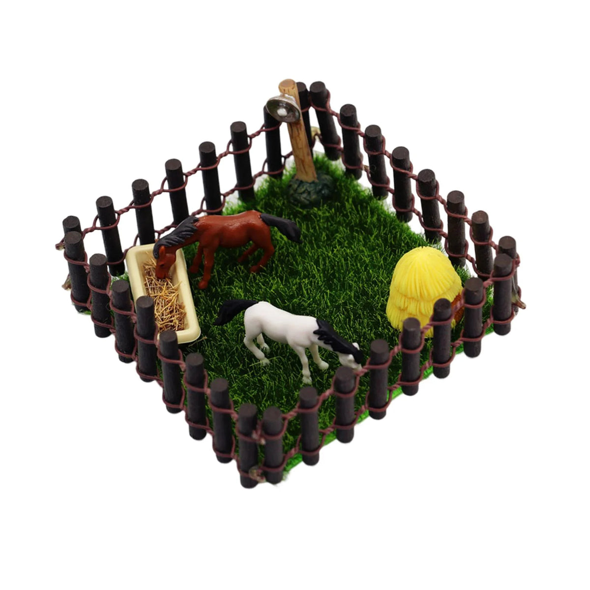 1/12 Scale Horse Stall Horse Barn Set with Fence Toy Figures H1032