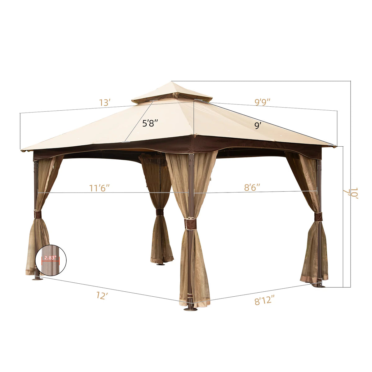 10'x13' Patio Gazebo with Mosquito Netting N4150
