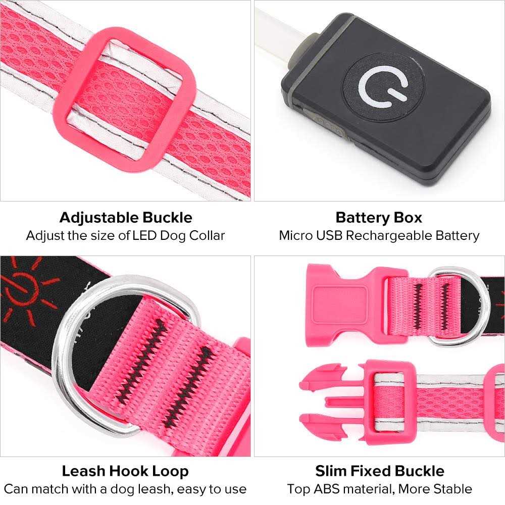 LED Dog Collar USB Rechargeable Light Up R354293