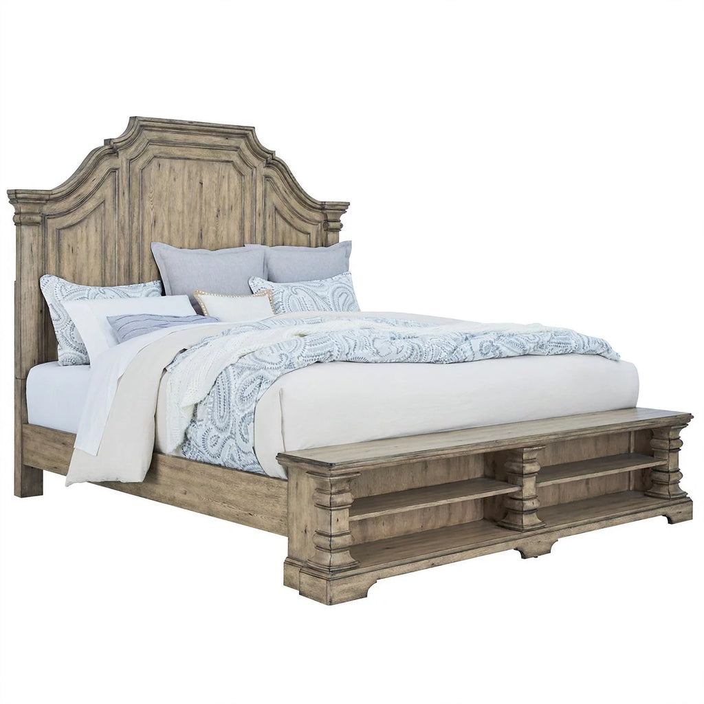 Brown Cal King Wood Panel Storage Bed I8369